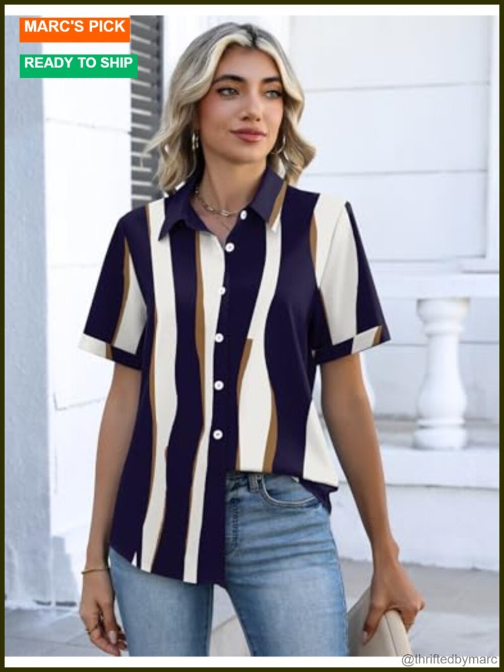 Zeagoo Womens Short Sleeve Button Down Shirt Collared V-Neck Summer Blouse - Picture 3 of 4